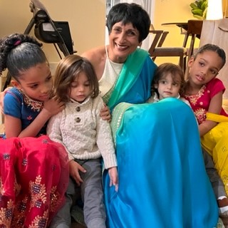Kiran Saluja with grandchildren 